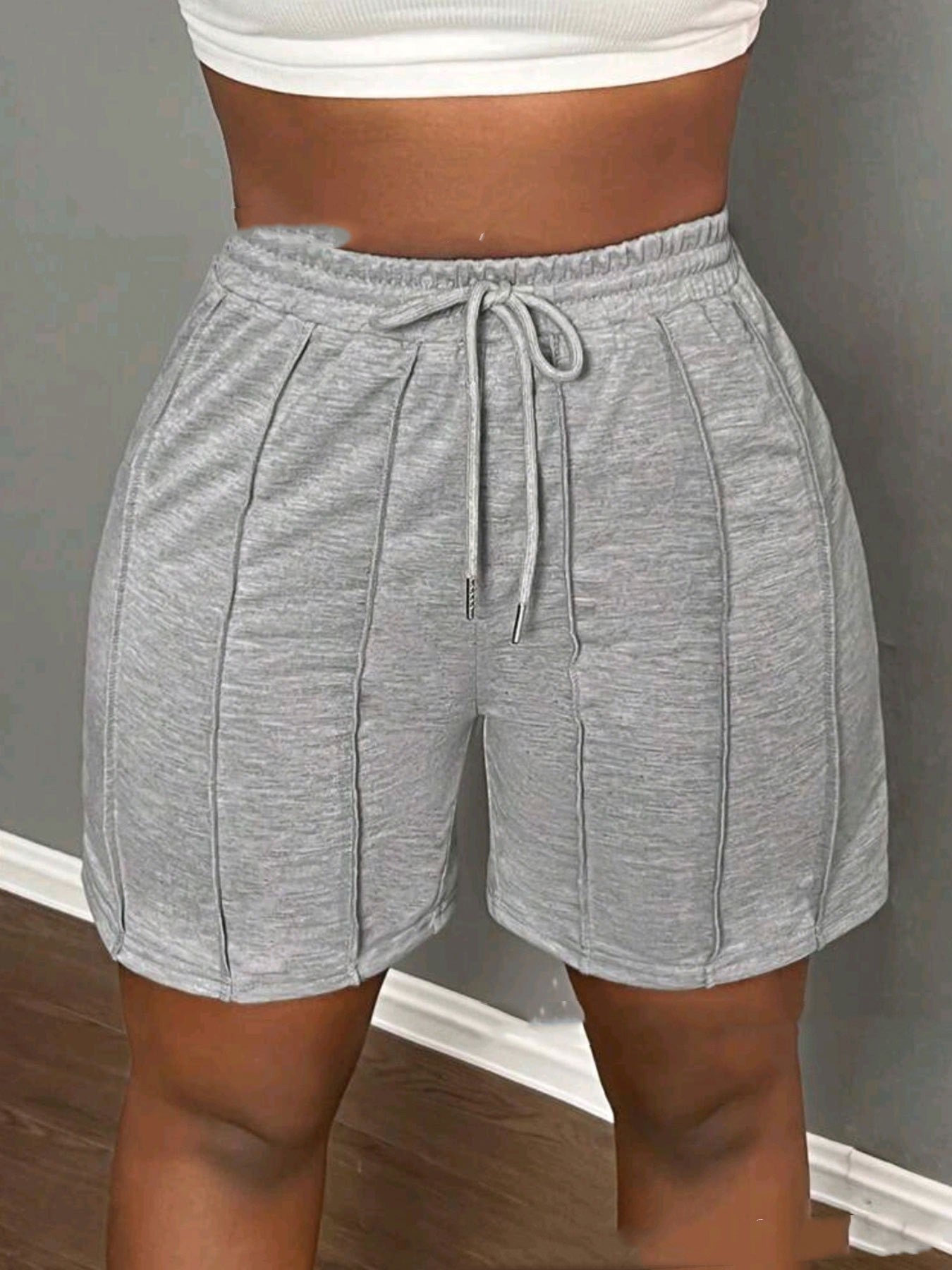 Einfarbige, lässige Shorts mit Kordelzug für den Sommer für Damen