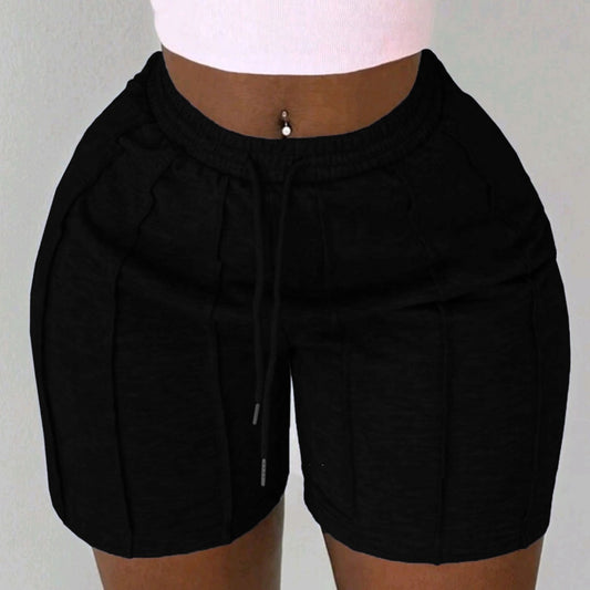 Einfarbige, lässige Shorts mit Kordelzug für den Sommer für Damen