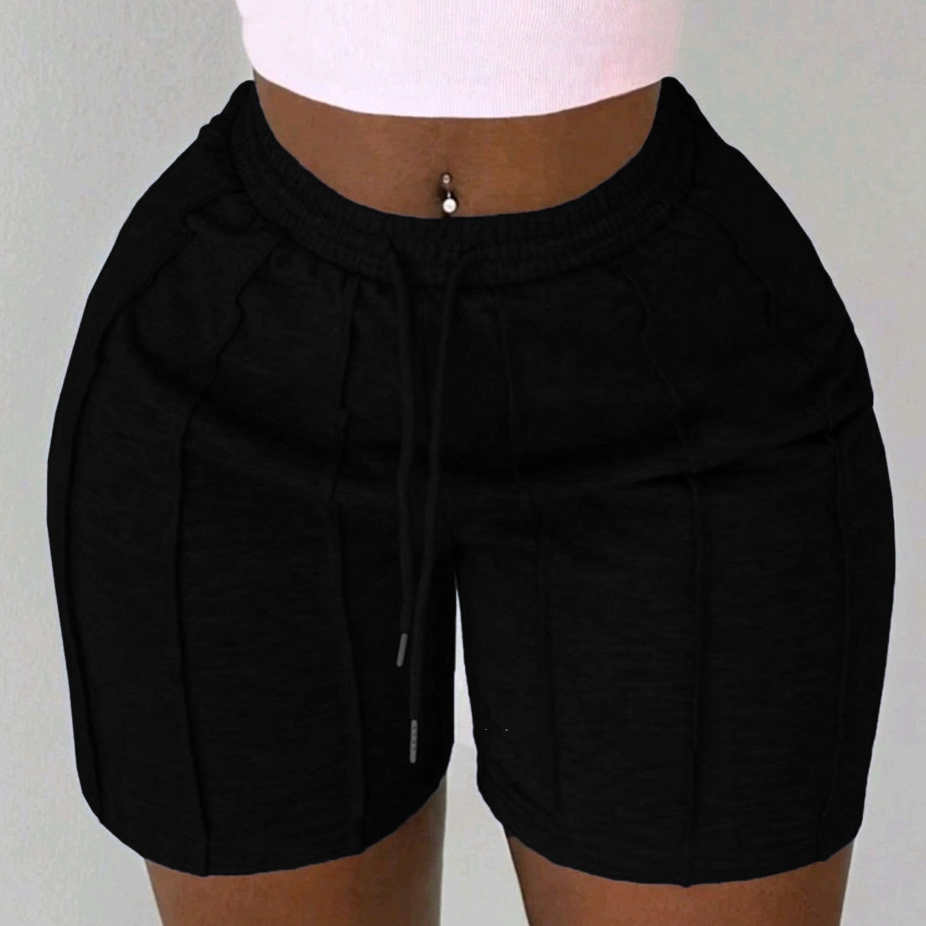 Einfarbige, lässige Shorts mit Kordelzug für den Sommer für Damen